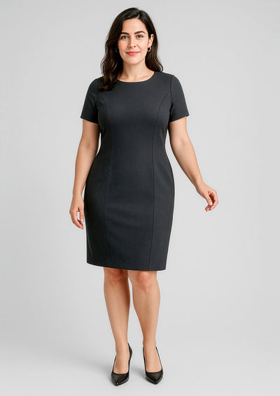 Comfort Wool Stretch Womens Short Sleeve Shift Dress  34012
