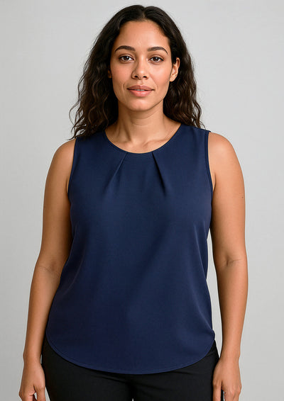 Estelle Womens Sleeveless Pleat Detail Blouse  RB973LN