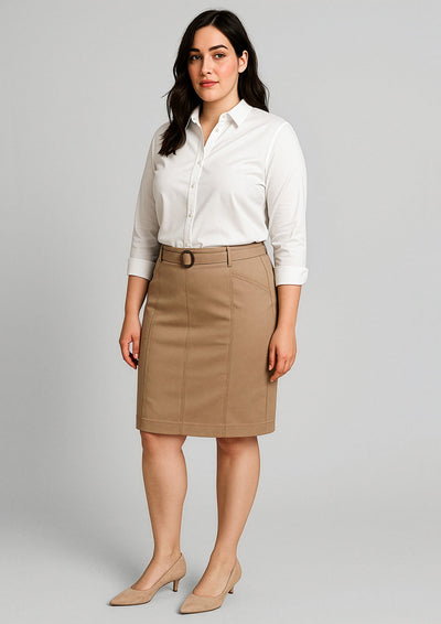 Traveller Womens Mid Waist Stretch Chino Skirt  RGS264L