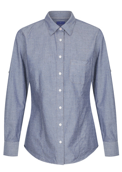 1713WHL Chambray Dobby Long Sleeve Casual Slim Fit Shirt
