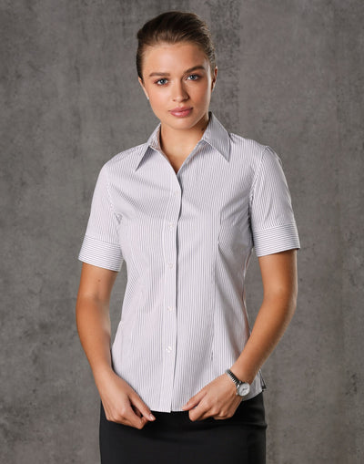 Women's Ticking Stripe Short Sleeve Shirt