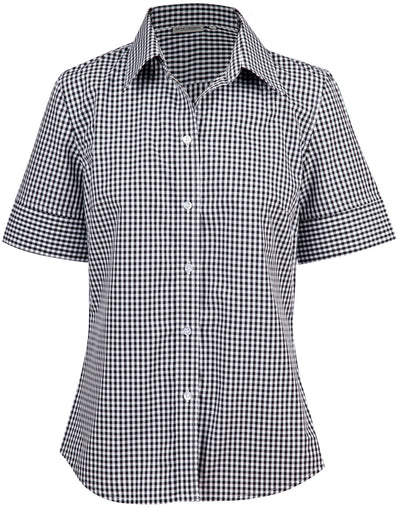 M8300S Ladies’ Gingham Check Short Sleeve Shirt