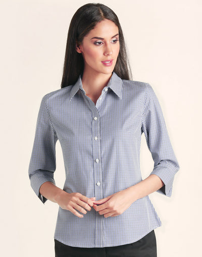 M8320Q Ladies’ Multi-Tone Check 3/4 Sleeve Shirt