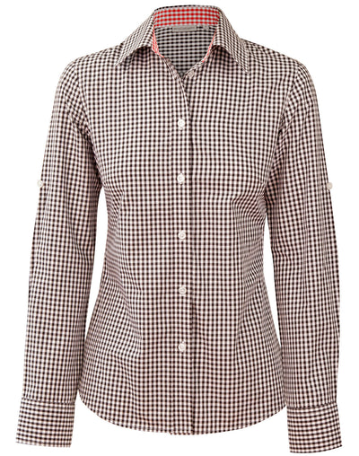 M8330L Ladies’ Gingham Check Long Sleeve Shirt